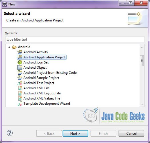 File → New → Project → Android Application Project.