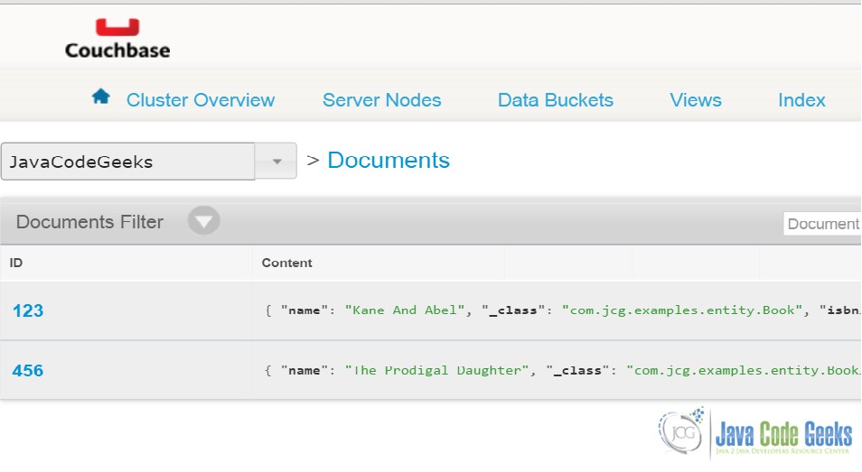Fig 2 : CouchBase Save Example