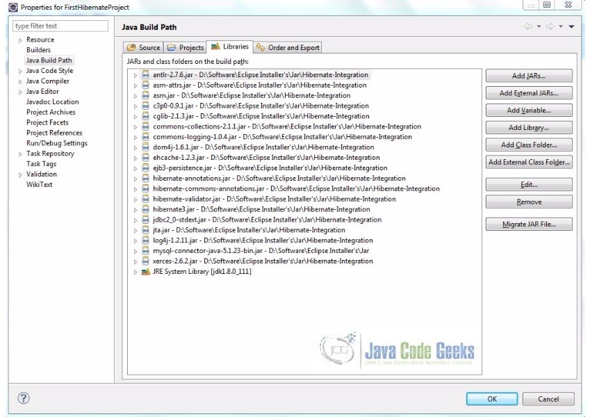 Fig. 3: Hibernate Jar Files