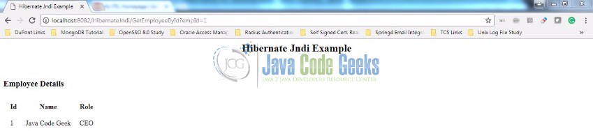 Fig. 21: Employee Details for Id #1