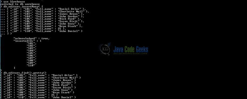 Fig. 2: Database &amp; Collection Creation