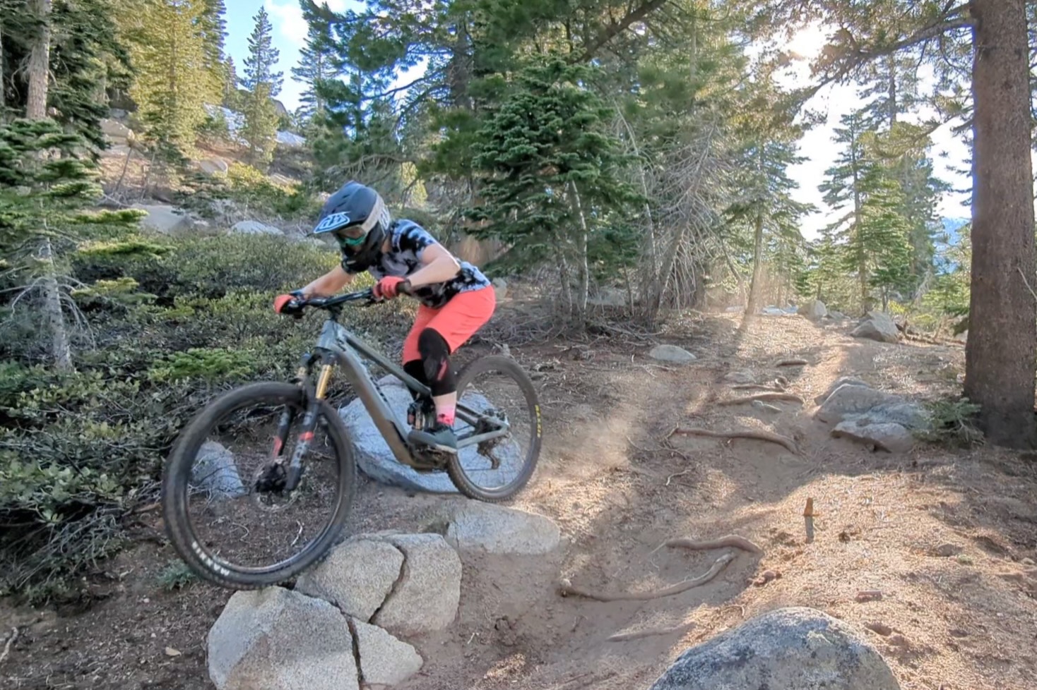 Test riding in the Troy Lee Designs Mischief women's mountain bike shorts