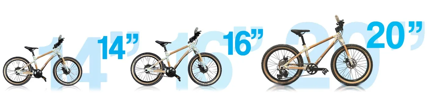 Belo bamboo bikes for kids, Belo is probably the world's most sustainable kids' bike. 3 sizes: 14", 16", or 20" wheels