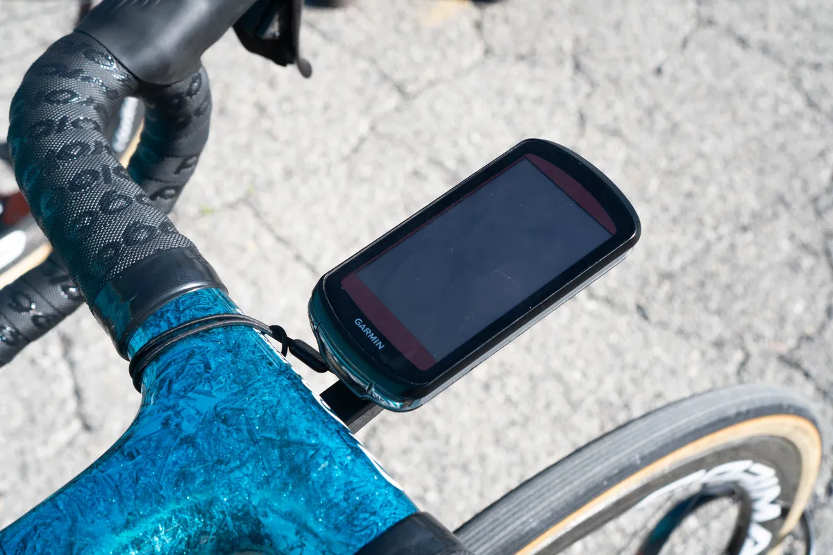 Garmin Edge 1040 bike computer on a Astana Qazaqstan team bike Garmin Edge 1040 bike computer on a Astana Qazaqstan team bike