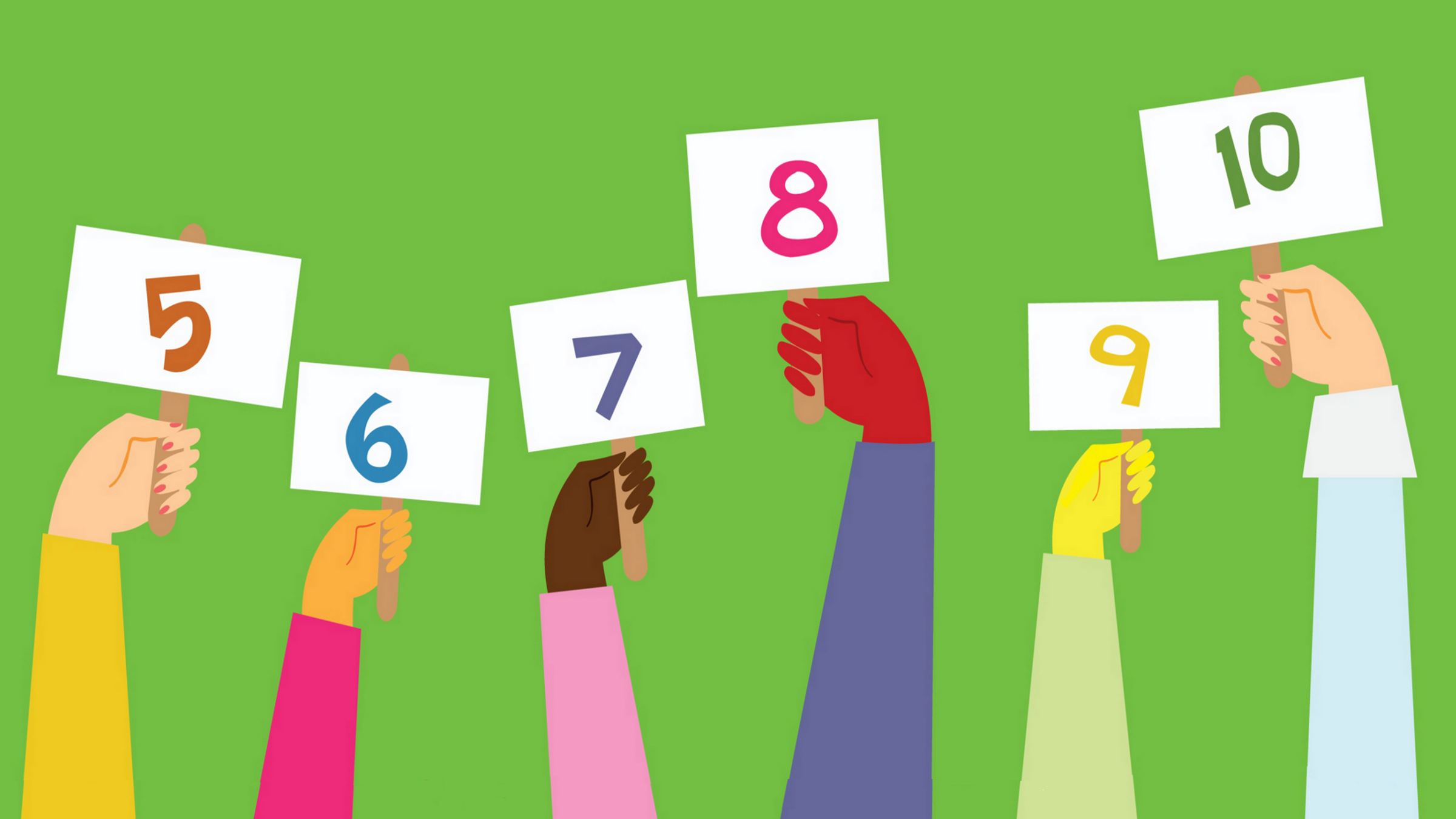 hands holding banners with numbers, illustration