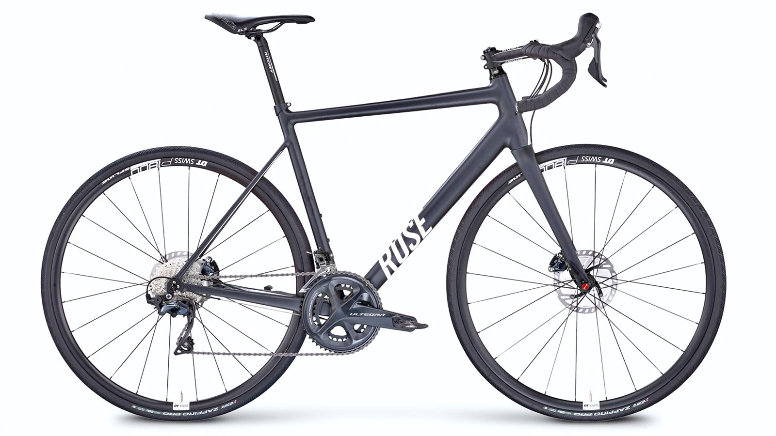 A black bike against a white background