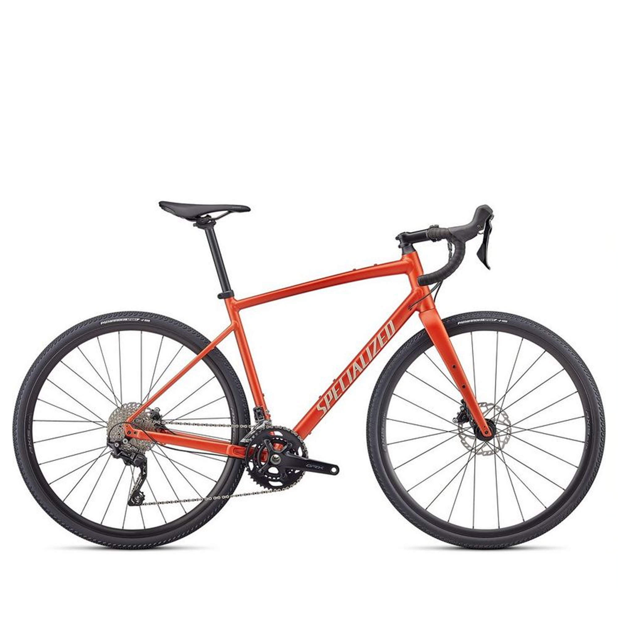 Specialized Diverge Elite E5 in orange on a white background 