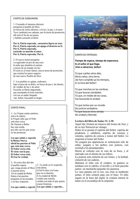 Domingo 2º de Adviento. Ciclo A. Dia 8 de diciembre del 2013