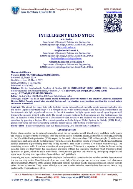 INTELLIGENT BLIND STICK