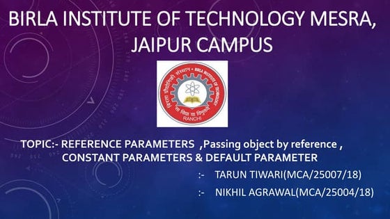 Reference Parameter, Passing object by reference, constant parameter & Defaul...