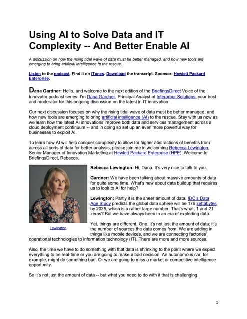 Using AI to Solve Data and IT Complexity -- And Better Enable AI