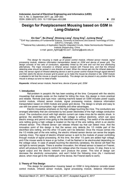 Design for Postplacement Mousing based on GSM in Long-Distance