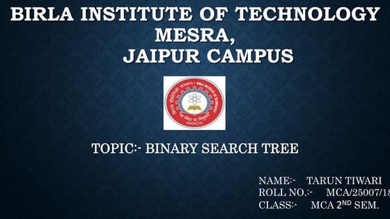 Binary Search Tree in Data Structure
