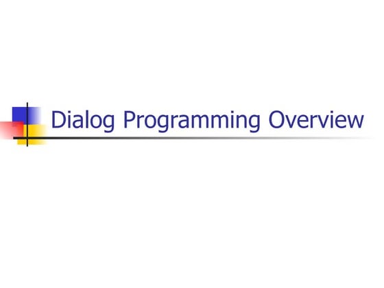 08.Abap Dialog Programming Overview