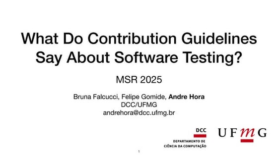 What Do Contribution Guidelines Say About Software Testing? (MSR 2025)