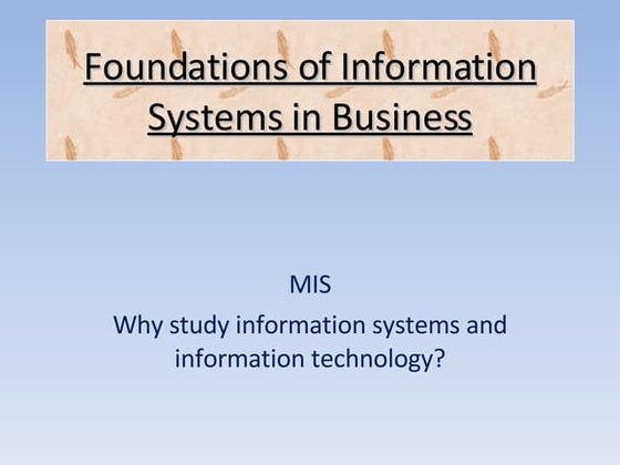 Foundations Of Information Systems In Business(97 2003)