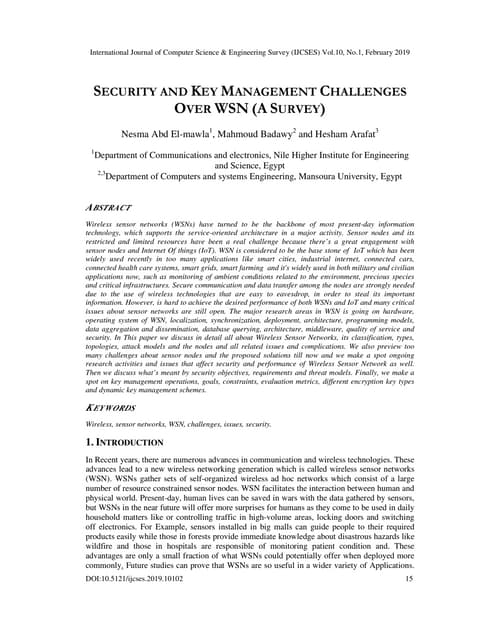 SECURITY AND KEY MANAGEMENT CHALLENGES OVER WSN (A SURVEY)