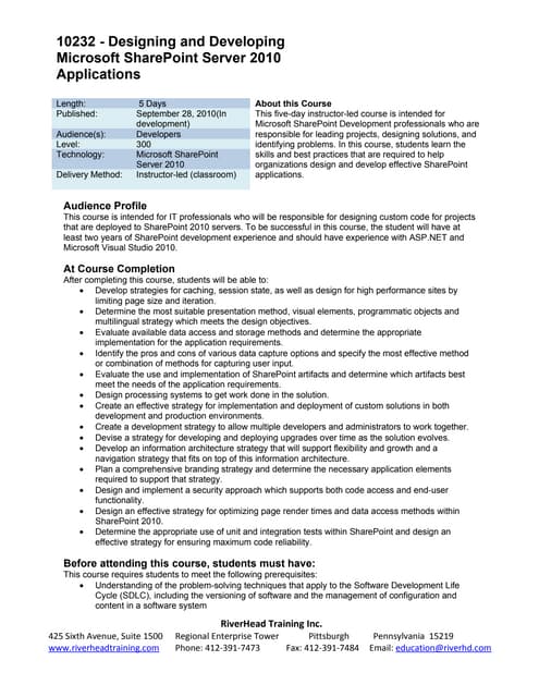 10232   designing and developing microsoft share point server 2010 applications 