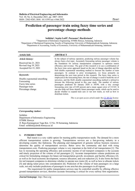 Prediction of passenger train using fuzzy time series and percentage change m...