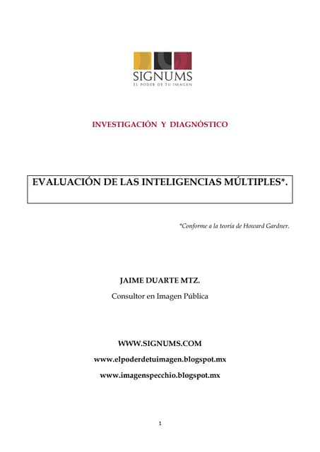 Evaluación de las Inteligencias Múltiples