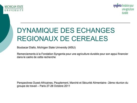 Dynamiques des échanges régionaux de céréales