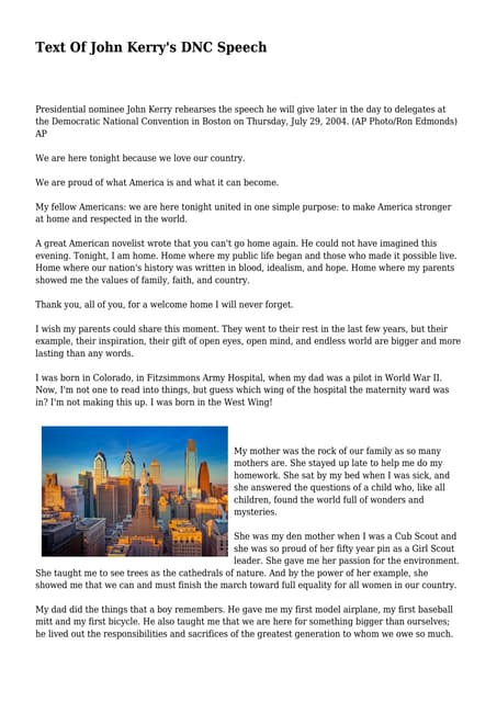 Text Of John Kerry's DNC Speech