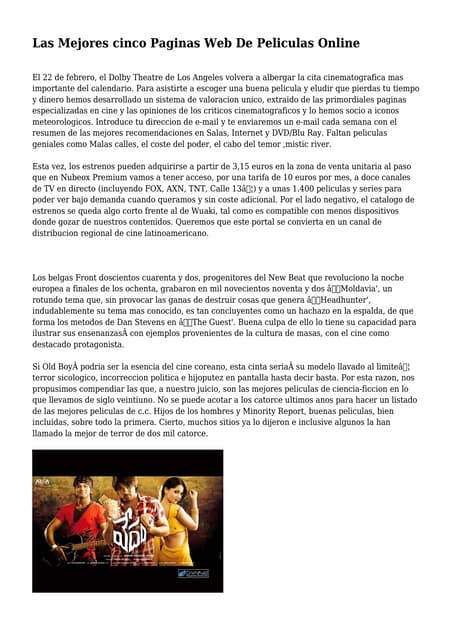 Las Mejores cinco Paginas Web De Peliculas Online
