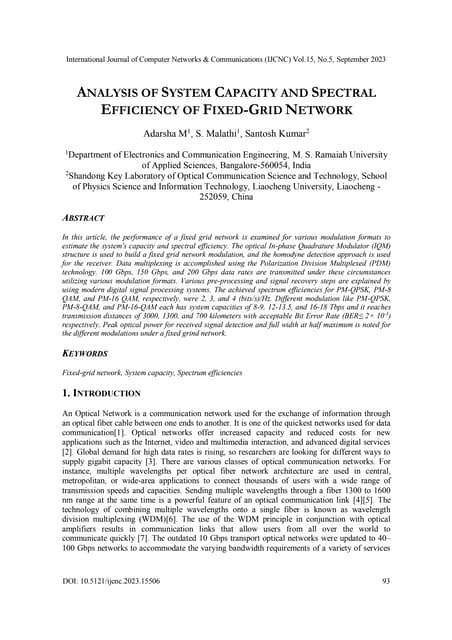 Analysis of System Capacity and Spectral Efficiency of Fixed-Grid Network