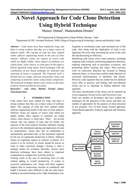 A Novel Approach for Code Clone Detection Using Hybrid Technique