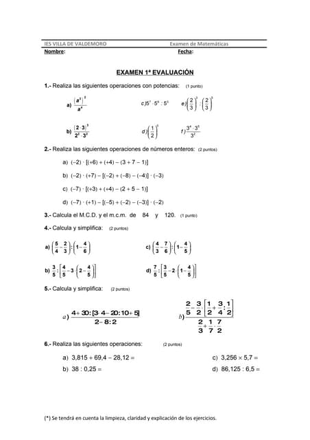 1ª evaluación (2º eso)