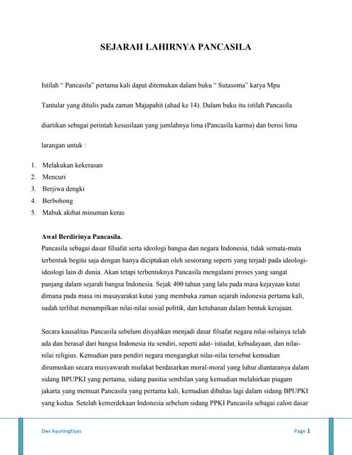 Sejarah Lahirnya Pancasila