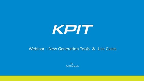 Webinar Presentation: New Generation Diagnostic Tools of KPIT and Use Cases