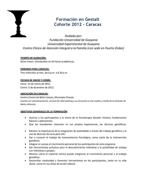 Formación en Psicoterapia Gestalt - Caracas 2012