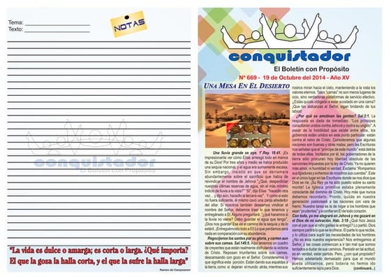 2014 10-19 "El Conquistador Boletín Semanal" de La Casa de Todos