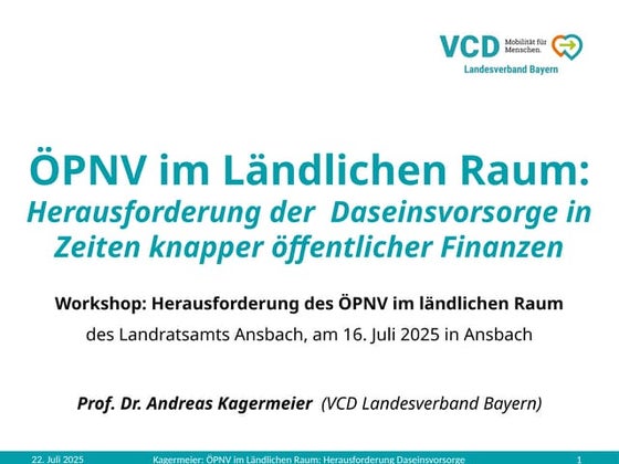 ÖPNV im Ländlichen Raum: Herausforderung der Daseinsvorsorge in Zeiten knappe...