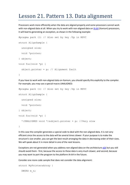 Lesson 21. Pattern 13. Data alignment