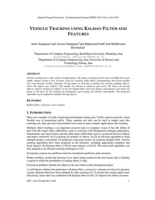 Vehicle Tracking Using Kalman Filter and Features
