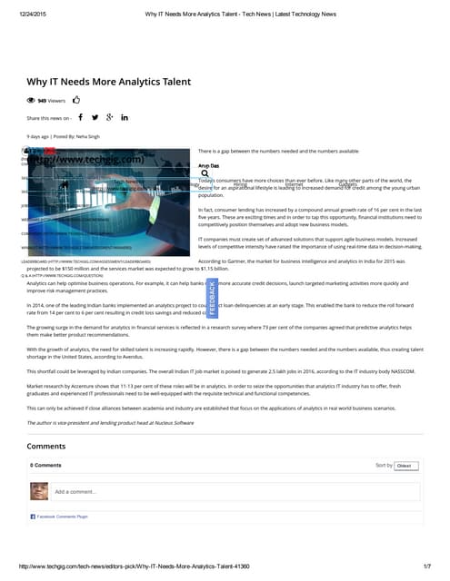 Why IT Needs More Analytics Talent - Tech News _ Latest Technology News