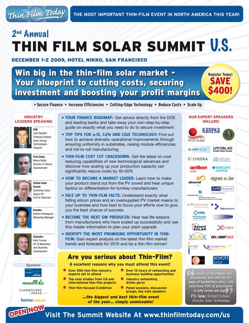 2nd Thin Film Summit US Brochure