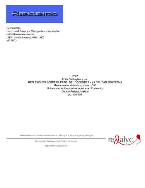 Reflexiones sobre el papel del docente en la Calidad Educativa
