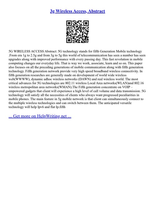 3G Wireless Access, Abstract