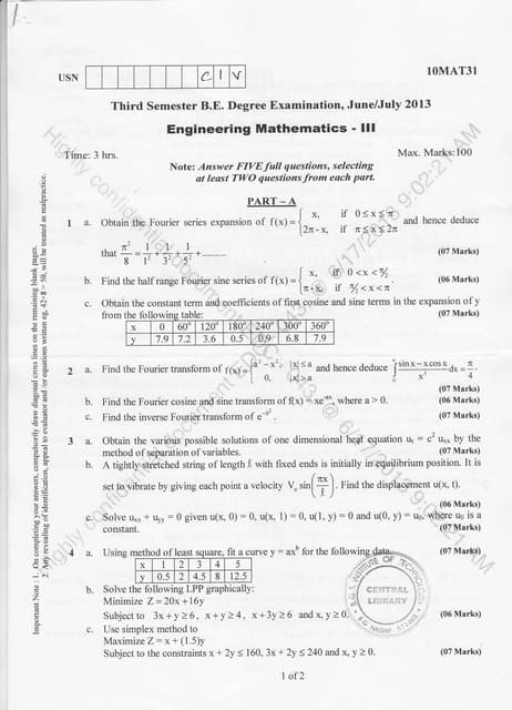 2013-June 3rd Semester Civil Engineering Question Papers