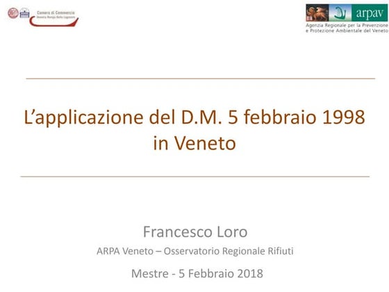 20 anni di DM 5 febbraio 1998 in Veneto