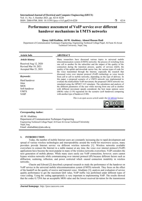 Performance assessment of VoIP service over different handover mechanisms in ...