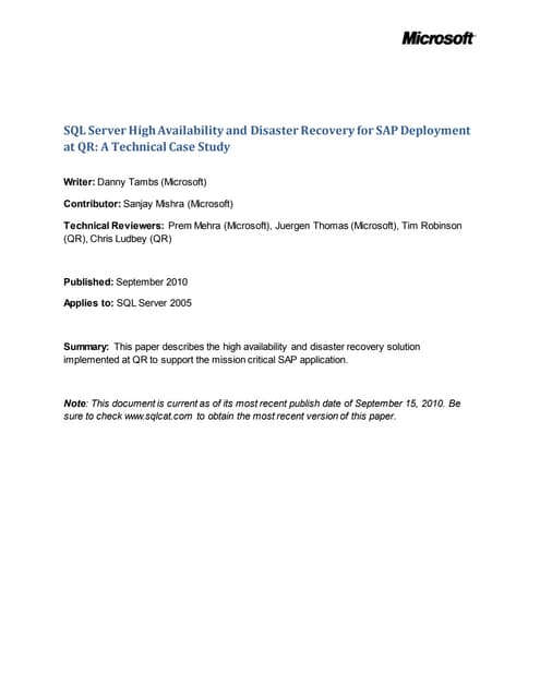 58961174 case-study-on-sql-server-high-availability-and-disaster-recovery