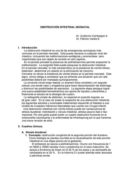 Obstrucción Intestinal Neonatal