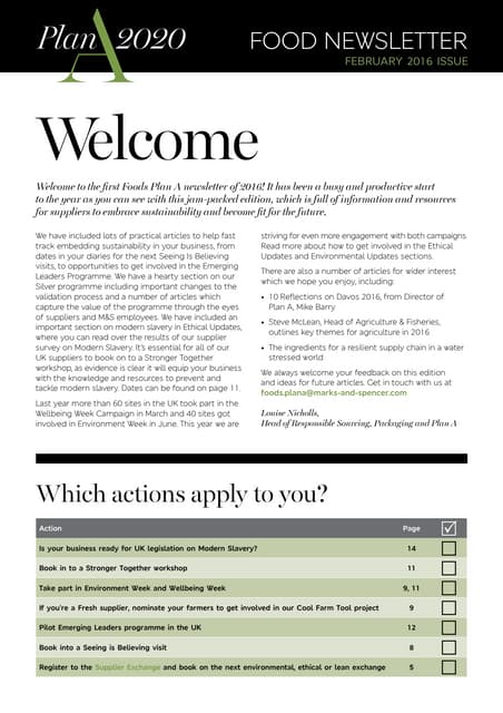 MS Foods Plan A Quarterly Newsletter February 2016