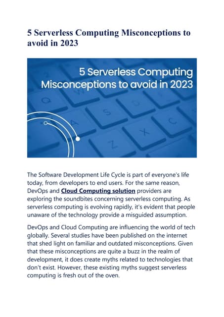 5 Serverless Computing Misconceptions to avoid in 2023