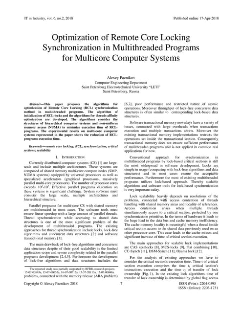 Optimization of Remote Core Locking Synchronization in Multithreaded Programs...