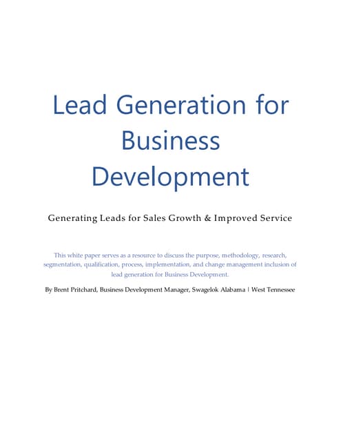 Lead Generation for Business Development Whitepaper for LinkedIn
